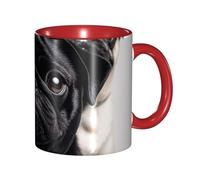 STVYUKL Tasse à café 325 ml en céramique avec prise en main confortable - Tasse fantaisie mignonne en forme de carlin noir - Tasse à thé pour la maison et le bureau
