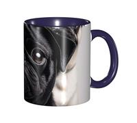 STVYUKL Tasse à café 325 ml en céramique avec prise en main confortable - Tasse fantaisie mignonne en forme de carlin noir - Tasse à thé pour la maison et le bureau