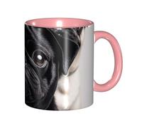 STVYUKL Tasse à café 325 ml en céramique avec prise en main confortable - Tasse fantaisie mignonne en forme de carlin noir - Tasse à thé pour la maison et le bureau