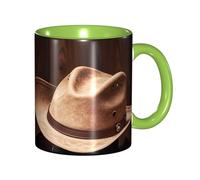 STVYUKL Tasse à café 325 ml en céramique avec prise en main confortable - Tasses fantaisie cowboy - Chapeau noir - Bottes occidentales - Tasse à café pour la maison et le bureau