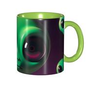 STVYUKL Tasse à café 325 ml en céramique avec prise en main confortable - Tasses fantaisie mignonnes vertes extraterrestres pour la maison et le bureau