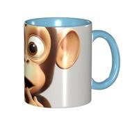 STVYUKL Tasse à café 325 ml en céramique avec prise en main confortable - Tasses fantaisie The Silent Monkey - Tasse à café pour la maison et le bureau