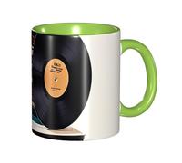 STVYUKL Tasse à café en céramique de 325 ml avec prise en main confortable, disques vinyles et rubans adhésifs, tasse à café pour la maison, le bureau