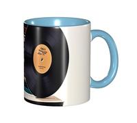 STVYUKL Tasse à café en céramique de 325 ml avec prise en main confortable, disques vinyles et rubans adhésifs, tasse à café pour la maison, le bureau