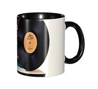 STVYUKL Tasse à café en céramique de 325 ml avec prise en main confortable, disques vinyles et rubans adhésifs, tasse à café pour la maison, le bureau