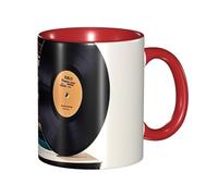 STVYUKL Tasse à café en céramique de 325 ml avec prise en main confortable, disques vinyles et rubans adhésifs, tasse à café pour la maison, le bureau