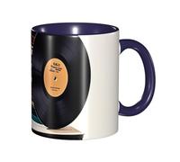 STVYUKL Tasse à café en céramique de 325 ml avec prise en main confortable, disques vinyles et rubans adhésifs, tasse à café pour la maison, le bureau