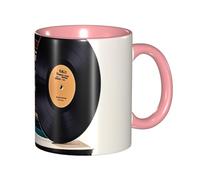 STVYUKL Tasse à café en céramique de 325 ml avec prise en main confortable, disques vinyles et rubans adhésifs, tasse à café pour la maison, le bureau