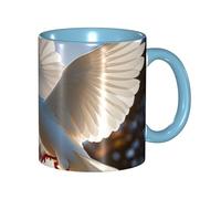 STVYUKL Tasse à café en céramique de 325 ml avec prise en main confortable - Motif colombe blanche volant au soleil - Pour la maison et le bureau