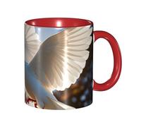 STVYUKL Tasse à café en céramique de 325 ml avec prise en main confortable - Motif colombe blanche volant au soleil - Pour la maison et le bureau