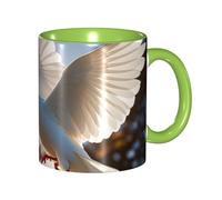 STVYUKL Tasse à café en céramique de 325 ml avec prise en main confortable - Motif colombe blanche volant au soleil - Pour la maison et le bureau