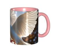 STVYUKL Tasse à café en céramique de 325 ml avec prise en main confortable - Motif colombe blanche volant au soleil - Pour la maison et le bureau