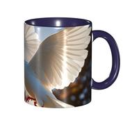 STVYUKL Tasse à café en céramique de 325 ml avec prise en main confortable - Motif colombe blanche volant au soleil - Pour la maison et le bureau
