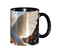 STVYUKL Tasse à café en céramique de 325 ml avec prise en main confortable - Motif colombe blanche volant au soleil - Pour la maison et le bureau