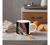 STVYUKL Tasse à café en céramique de 445 ml, tasse à café amusante avec grande poignée abstraite, art 3D, tasse à thé motif lion, tasse cadeau pour latte, cacao, café blanc