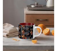 STVYUKL Tasse à café en céramique de 445 ml, tasse à café amusante avec grande poignée « I Love My Dog Teckels » Tasse à thé cadeau pour latte, cacao, café rouge