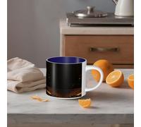 STVYUKL Tasse à café en céramique de 445 ml, tasse à café amusante avec grande poignée, tasse à thé Old West Guitar Tasse cadeau pour latte, cacao, café bleu marine