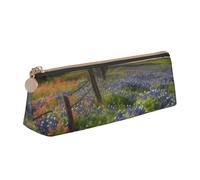 STVYUKL Texas Bluebonnets - Trousse à crayons élégante avec fermeture éclair - En cuir - Pour le travail et le bureau