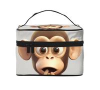 STVYUKL The Silent Monkey Trousse de maquillage pour femme, étanche, portable, grande capacité, avec poignée sur le dessus, fermeture éclair