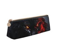 STVYUKL Trousse à crayons avec motif drapeau du Venezuela, élégante trousse à crayons fine avec fermeture éclair, trousse de maquillage en cuir pour le travail et le bureau, Grand loup noir aux yeux