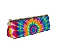 STVYUKL Trousse à crayons avec motif tie-dye, élégante trousse à crayons fine avec fermeture éclair, trousse de maquillage en cuir pour le travail et le bureau
