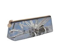 STVYUKL Trousse à crayons citrouille d'Halloween, élégante trousse à crayons fine avec fermeture éclair, trousse de maquillage en cuir pour le travail et le bureau, Grande roue grise, Taille unique