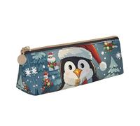STVYUKL Trousse à crayons de couleur, élégante trousse à crayons fine avec fermeture éclair, pochette en cuir pour maquillage et travail, Pingouin amusant de Noël, Taille unique