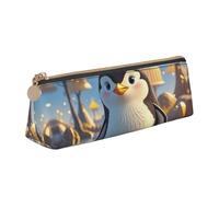 STVYUKL Trousse à crayons de couleur, élégante trousse à crayons fine avec fermeture éclair, pochette en cuir pour maquillage et travail, Cartoon Cute Pingouin, Taille unique