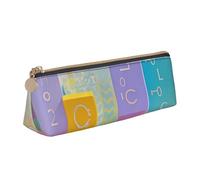 STVYUKL Trousse à crayons de style campagnard britannique, élégante trousse à crayons fine avec fermeture éclair, trousse de maquillage en cuir pour le travail et le bureau, Couleurs pastel vives