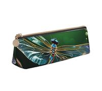 STVYUKL Trousse à crayons en cuir avec fermeture éclair - Motif libellule verte