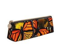 STVYUKL Trousse à crayons en cuir avec fermeture éclair Motif papillons monarques