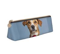 STVYUKL Trousse à crayons en cuir avec fermeture éclair - Motif Tour Eiffel - Pour le travail et le bureau, Chien tenant une rose, Taille unique