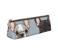STVYUKL Trousse à crayons en cuir avec motif bouledogue français, élégante et fine avec fermeture éclair, pour le travail et le bureau