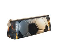 STVYUKL Trousse à crayons en cuir avec motif champignon bleu dessin animé, trousse à crayons fine avec fermeture éclair, trousse de maquillage pour le travail et le bureau, Ballon de football brûlant