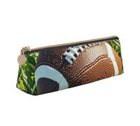 STVYUKL Trousse à crayons en cuir avec motif champignon bleu dessin animé, trousse à crayons fine avec fermeture éclair, trousse de maquillage pour le travail et le bureau, Ballon de football marron