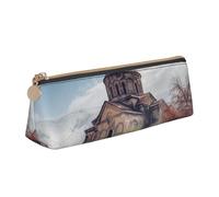 STVYUKL Trousse à crayons en cuir avec motif chiens jouant au poker - Trousse fine avec fermeture éclair - Pour le travail et le bureau, Église arménienne, Taille unique