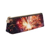 STVYUKL Trousse à crayons en cuir avec motif de feu d'artifice et d'explosion, fine avec fermeture éclair, pour le travail et le bureau