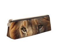 STVYUKL Trousse à crayons en cuir avec motif tête de lion africain, élégante et fine, avec fermeture éclair, pour le travail et le bureau