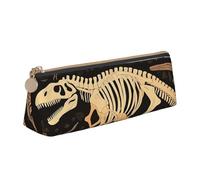 STVYUKL Trousse à crayons en forme de bonhomme en pain d'épices sur planche en bois, élégante trousse à crayons fine avec fermeture éclair, trousse de maquillage en cuir pour le travail et le bureau