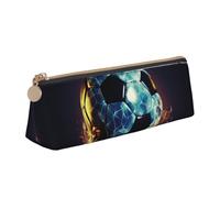 STVYUKL Trousse à crayons en forme de bonhomme en pain d'épices sur planche en bois, élégante trousse à crayons fine avec fermeture éclair, trousse de maquillage en cuir pour le travail et le bureau