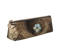 STVYUKL Trousse à crayons en forme de nid d'oiseaux, élégante trousse à crayons fine avec fermeture éclair, trousse de maquillage en cuir pour le travail et le bureau