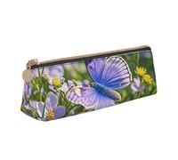 STVYUKL Trousse à crayons fine avec fermeture éclair - Motif papillon et fleurs - Violet