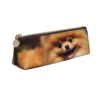 STVYUKL Trousse à crayons jaune de Poméranie, élégante trousse à crayons fine avec fermeture éclair, trousse en cuir pour maquillage et travail