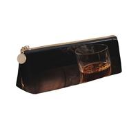 STVYUKL Trousse à crayons pour cigares et whisky, élégante trousse à crayons fine avec fermeture éclair, pochette en cuir pour maquillage et travail