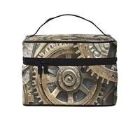 STVYUKL Trousse de maquillage cool steampunk pour femme, étanche, portable, trousse de toilette de grande capacité, poignée sur le dessus, fermeture éclair, étui de rangement de maquillage