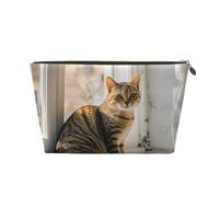 STVYUKL Trousse de maquillage en cuir étanche - Portable - Trousse de toilette de voyage - Pochette zippée dorée pour femme, doré, Taille unique