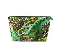 STVYUKL Trousse de maquillage en cuir étanche - Portable - Trousse de toilette de voyage - Pochette zippée dorée pour femme, doré, Taille unique