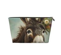 STVYUKL Trousse de maquillage en cuir étanche - Portable - Trousse de toilette de voyage - Pochette zippée dorée pour femme, doré, Taille unique