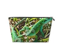 STVYUKL Trousse de maquillage en cuir étanche - Portable - Trousse de toilette de voyage - Pochette zippée dorée pour femme, Argenté., Taille unique