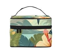 STVYUKL Trousse de maquillage hawaïenne d'été pour femme, étanche, portable, grande capacité, trousse de toilette avec poignée sur le dessus, fermeture éclair, étui de rangement de maquillage